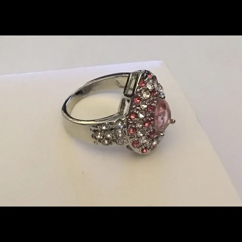 Stunning Lab Created Pink & White Sapphire Ring #8